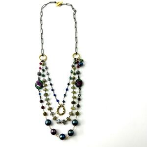 Multi Strand Mixed Gemstone Necklace, Sundance Inspired Jewelry
